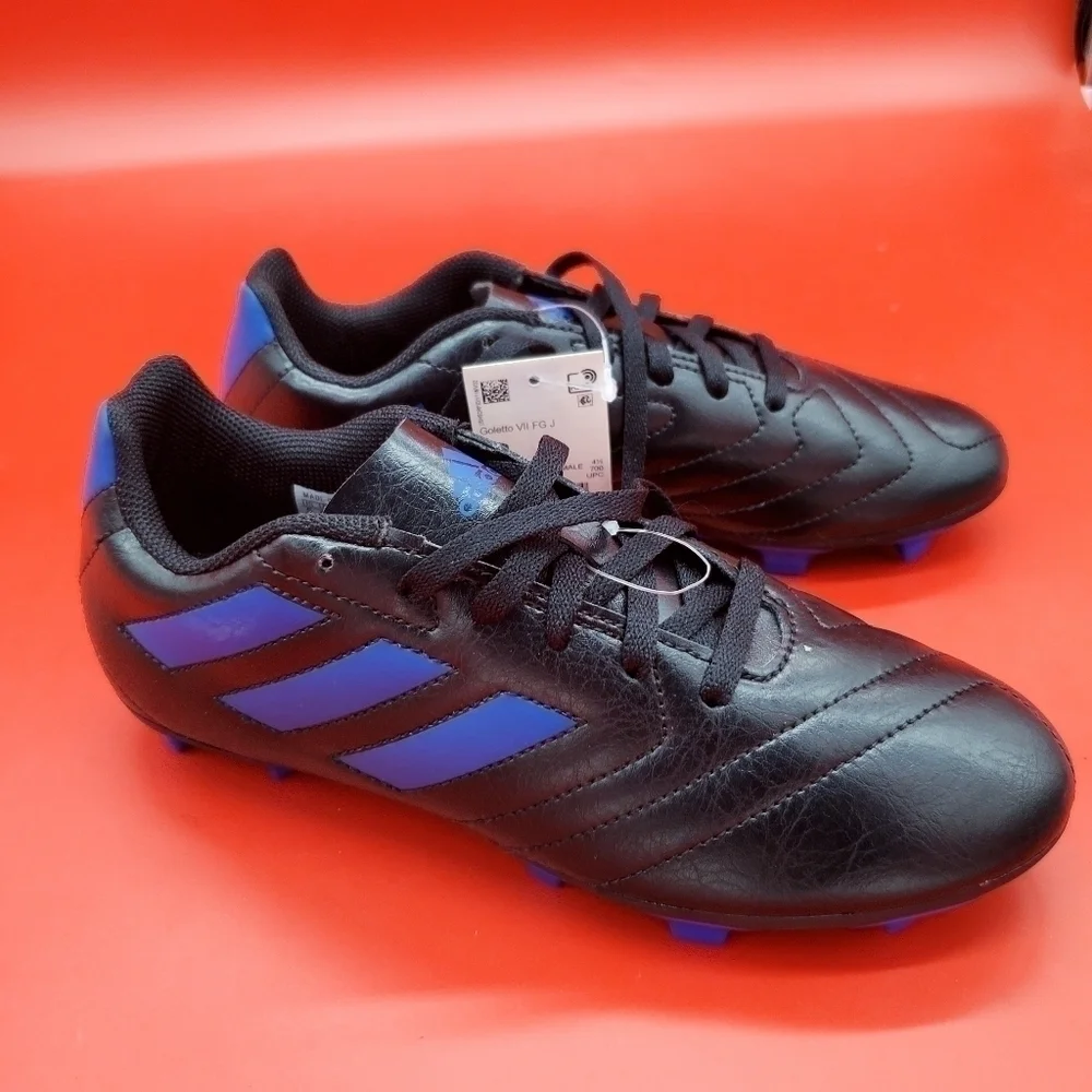 Adidas Boys Goletto Vii Fg J Black/Royal Soccer Shoes FV2894 Size 6Y NWT